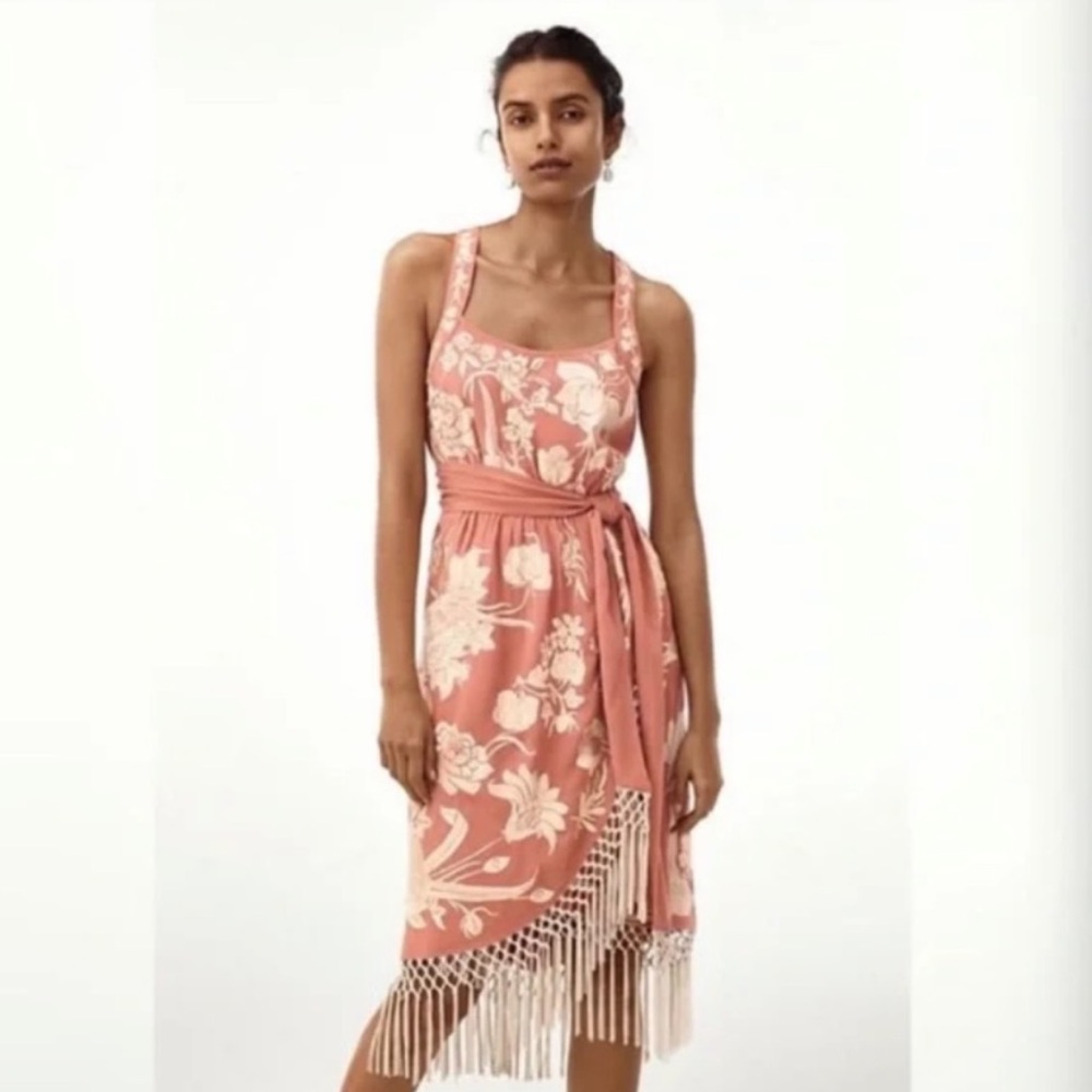 Anthropologie Lucille Embroidered Asymmetrical Dress